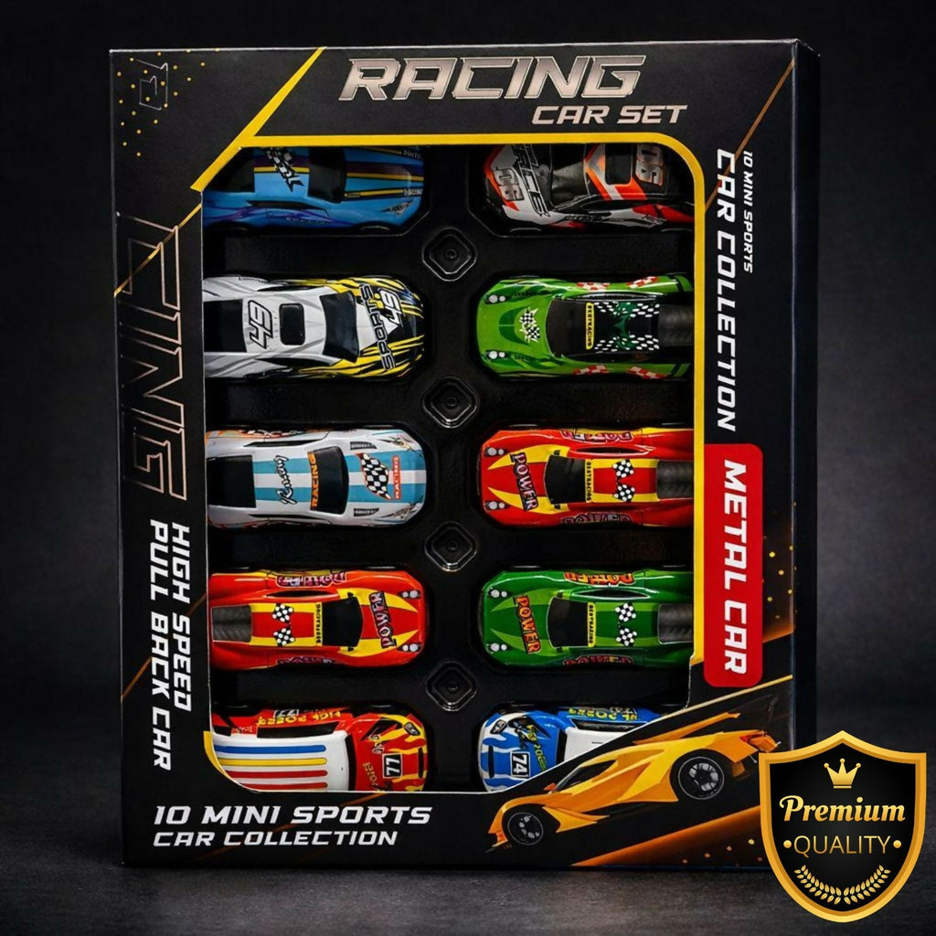 Premium 10-in-1 Metal Racing Car Set – Stylish Die-Cast Mini Car Collection for Kids, Gifts & Car Enthusiasts
