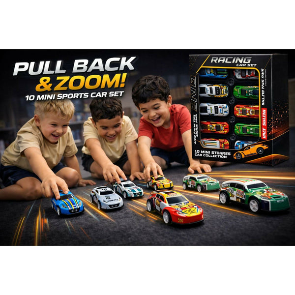 Premium 10-in-1 Metal Racing Car Set – Stylish Die-Cast Mini Car Collection for Kids, Gifts & Car Enthusiasts