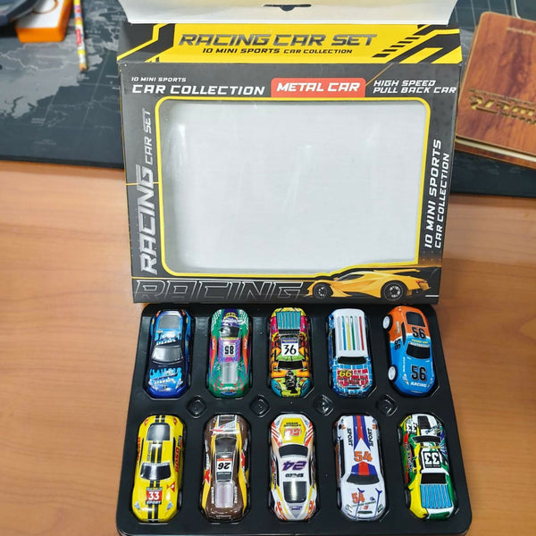 Premium 10-in-1 Metal Racing Car Set – Stylish Die-Cast Mini Car Collection for Kids, Gifts & Car Enthusiasts